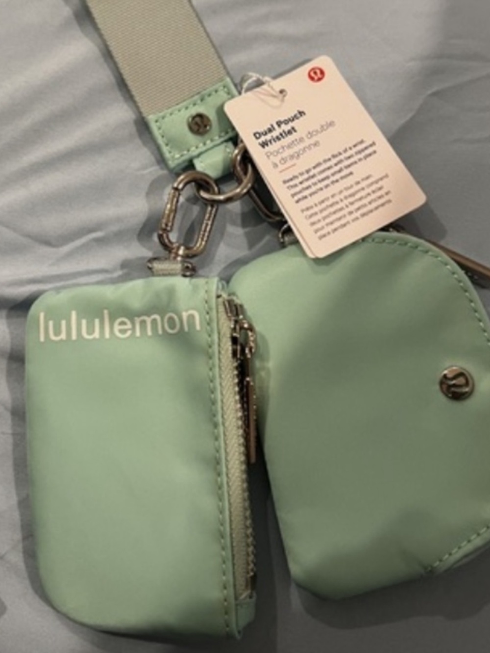 Lululemon athletica Dual Pouch Wristlet mint green new purse wallet keychain - Picture 2 of 2